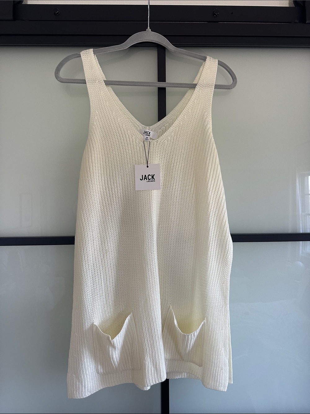 JACK Cream Knit Tank with Front Pockets